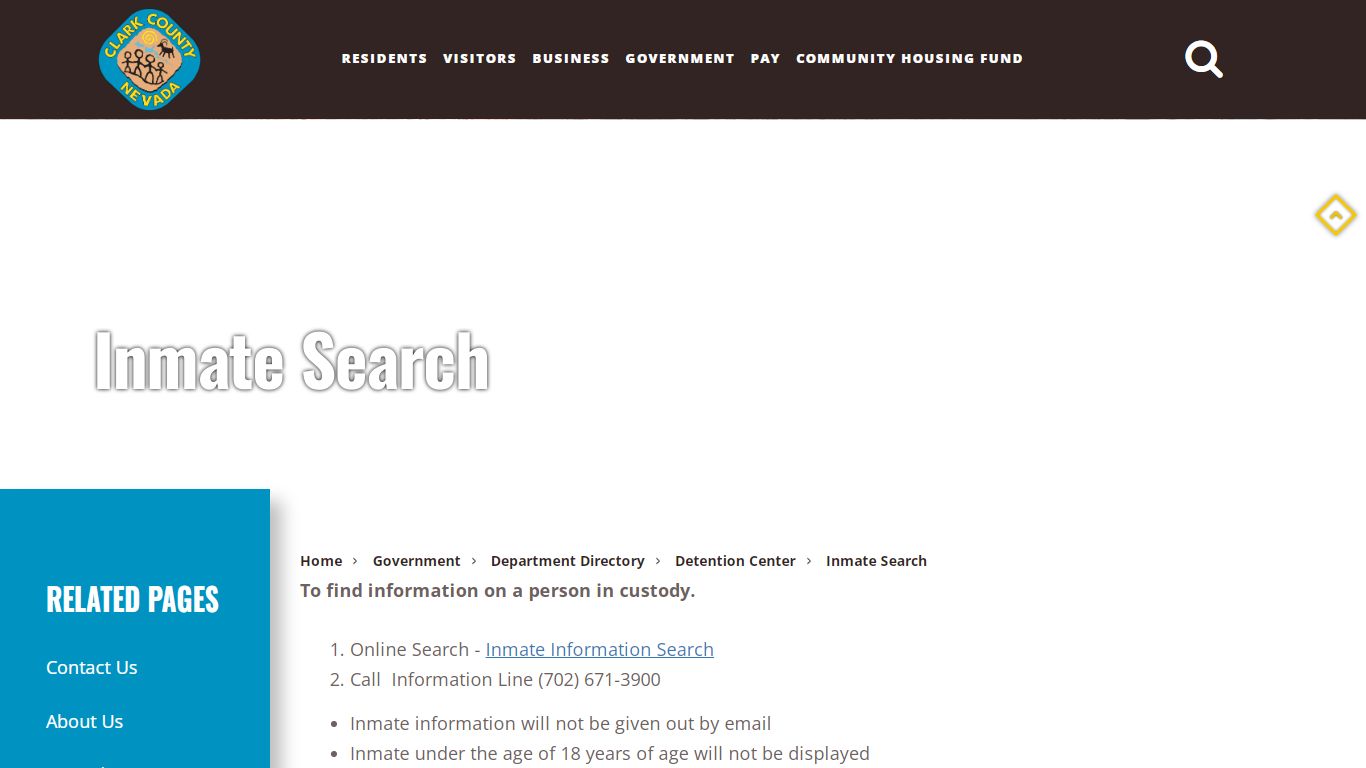 Clark County Inmate Search | Official Site